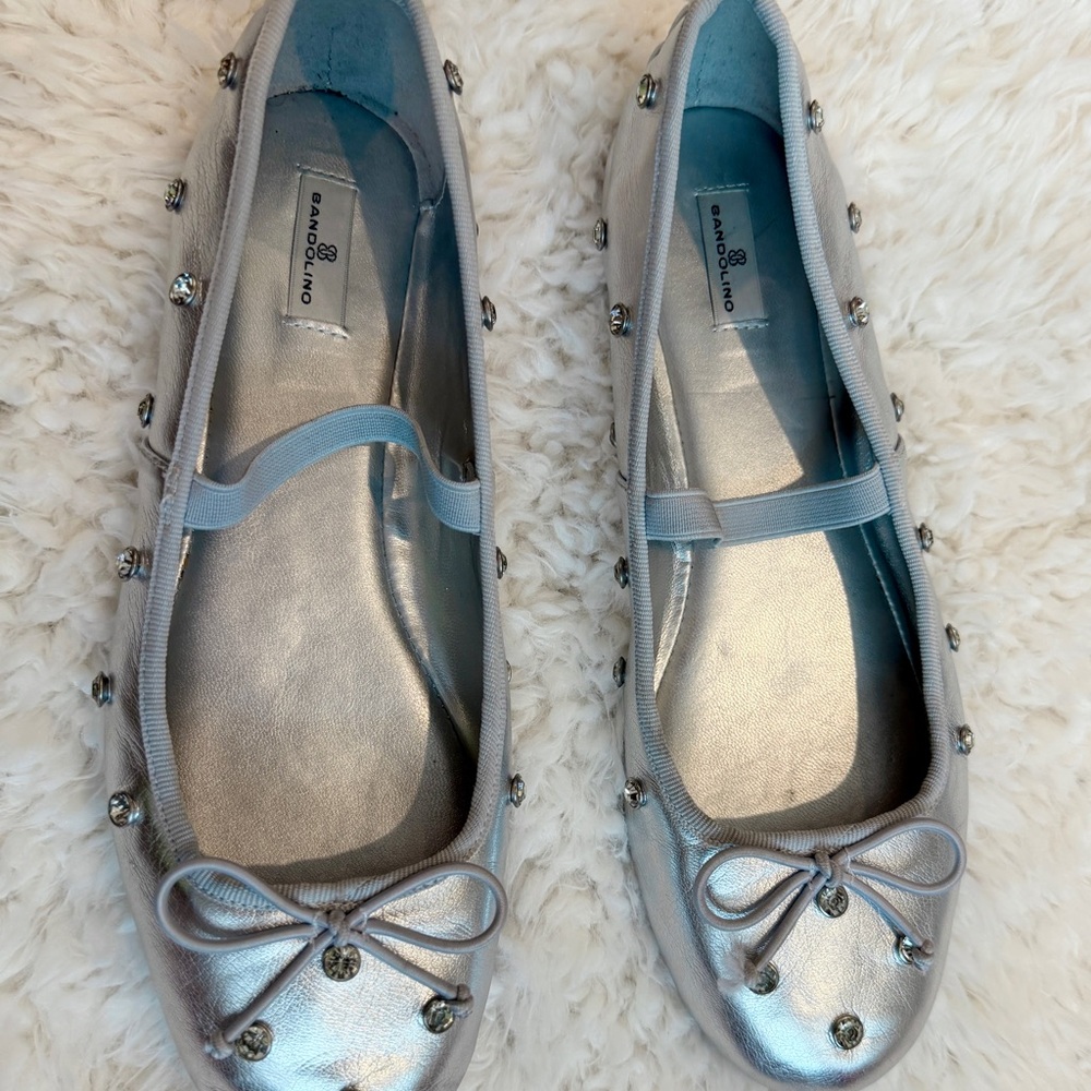 Bandolino Silver Studded Ballet Flats